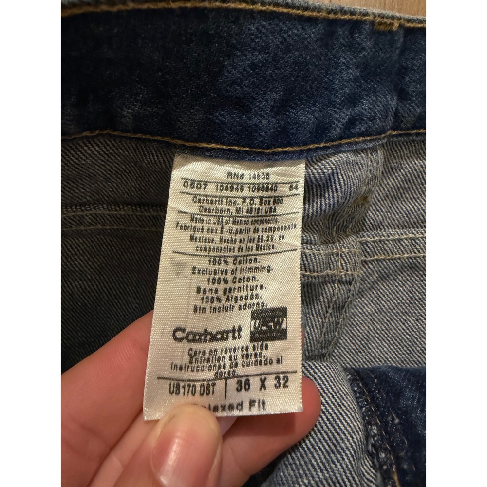 Carhartt Relaxed Fit Jeans Mens 36x32 Blue UB170 08T Denim Workwear Pants - Picture 3 of 9